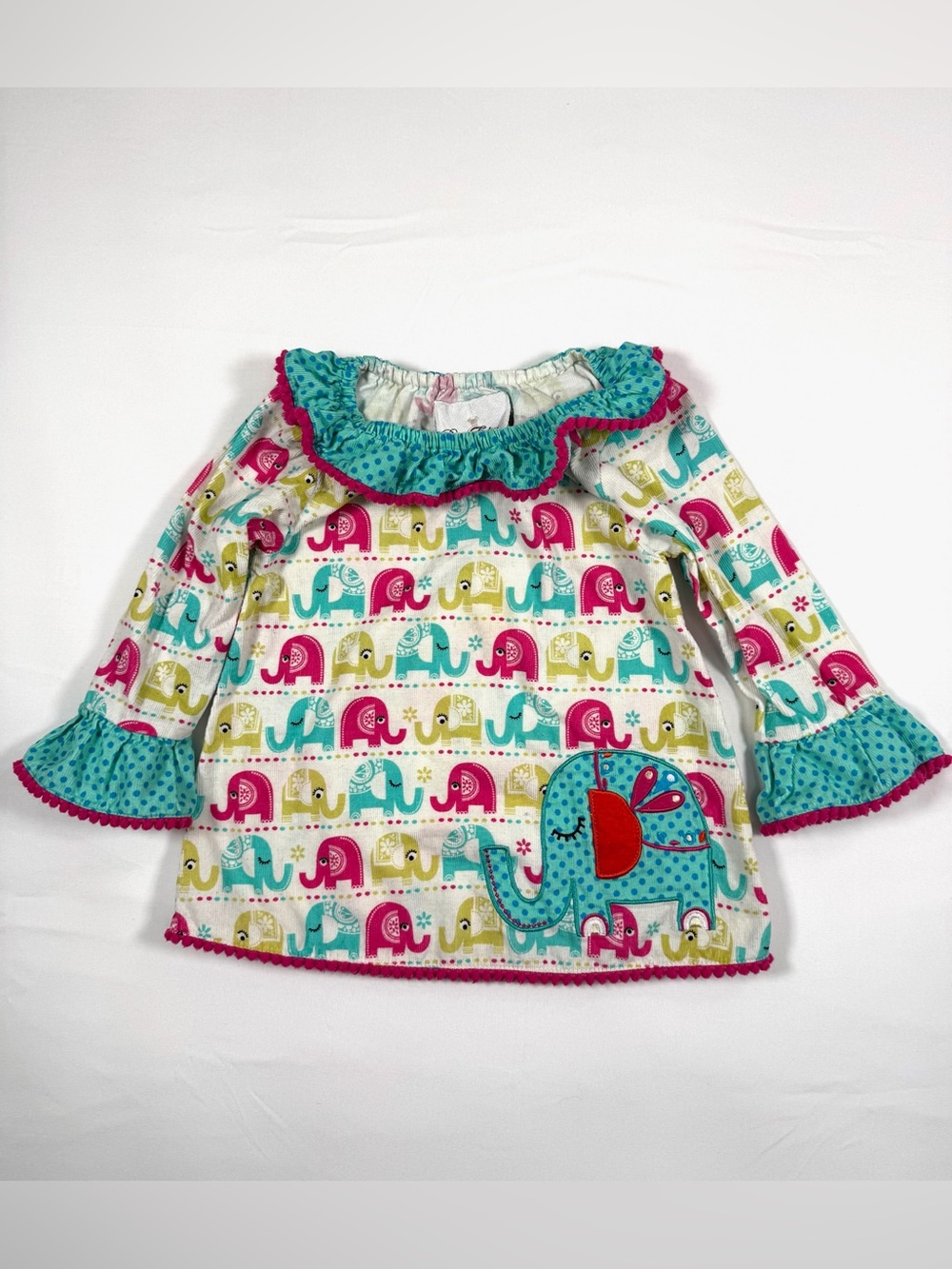 RARE EDITIONS Baby Girls' Elephant Corduroy Polka Dot Boho Boutique Tunic 18M